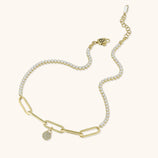 Picture of CZ Charm Paperclip Anklet 14K Yellow Gold