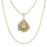 Picture of 1 3/4" CZ Buddha Pendant & Chain Necklace Set 10K Yellow Gold