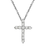 Picture of 3/4" Cross Round-Cut 1.01ct Diamond Pendant Necklace 14K Gold