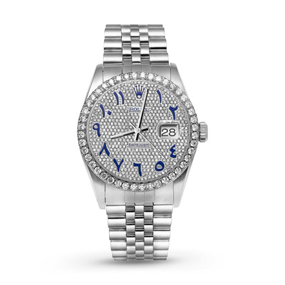 Picture of Rolex Datejust Diamond Bezel Watch 36mm Blue Arabic Numeral Dial | 3.65ct