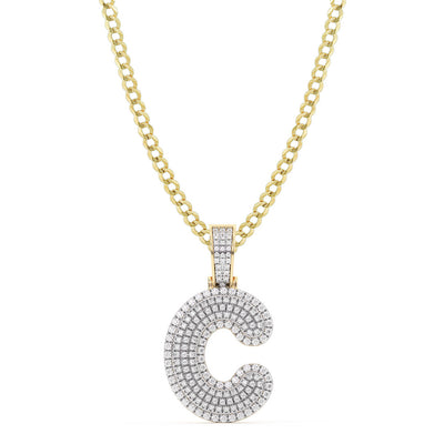 Picture of Diamond "C" Initial Letter Necklace 0.34ct Solid 10K Yellow Gold