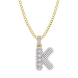 Picture of Women's Diamond "K" Initial Letter Necklace 0.40ct Solid 10K Yellow Gold