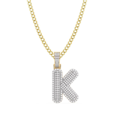 Picture of Women's Diamond "K" Initial Letter Necklace 0.40ct Solid 10K Yellow Gold