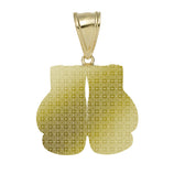 Picture of Double Boxing Glove Pendant Charm Diamond Cut 10K Yellow Two-Tone Gold