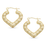 Picture of Heart Bamboo Hoop Earrings 10K Yellow Gold