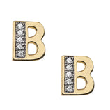 Picture of Women's Diamond Initial Name Plate Stud Earrings 14K Gold - Style 179