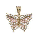 Picture of 3/4" Pink CZ Butterfly Pendant 10K Yellow Gold