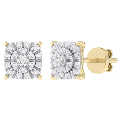 Picture of Men's Miracle Plate Cushion Shaped Diamond Stud Earrings 0.10ct 14K Gold