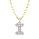 Picture of Diamond "I" Initial Letter Necklace 0.37ct Solid 10K Yellow Gold