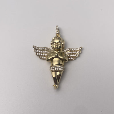 Picture of 1.75" Praying Angel CZ Pendant Solid 10K Yellow Gold