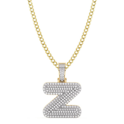 Picture of Women's Diamond "Z" Initial Letter Necklace 0.44ct Solid 10K Yellow Gold