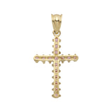 Picture of 1 1/4" Pink CZ Cross Pendant 10K Yellow Gold