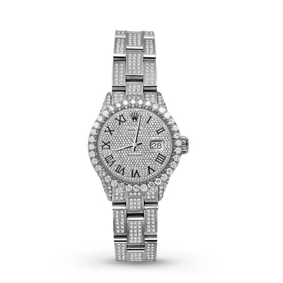 Picture of Women Rolex Datejust Diamond Bezel Watch 26mm Black Roman Dial | 7.50ct