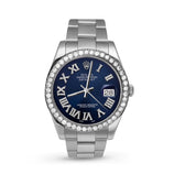 Picture of Rolex Datejust Diamond Bezel Watch 41mm Bright Blue Roman Dial | 3.15ct