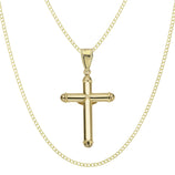 Picture of 2 1/4" Jesus Crucifix Cross Tube Pendant & Chain Necklace Set 10K Yellow White Gold