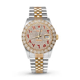 Picture of Rolex Datejust Diamond Bezel Watch 36mm Red Arabic Numeral Dial | 3.75ct