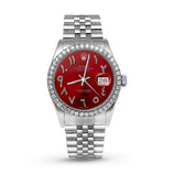 Picture of Rolex Datejust Diamond Bezel Watch 36mm Red Arabic Numeral Dial | 1.25ct