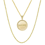 Picture of 1 3/4" The Last Supper Round CZ Medallion Pendant & Chain Necklace Set 10K Yellow Gold