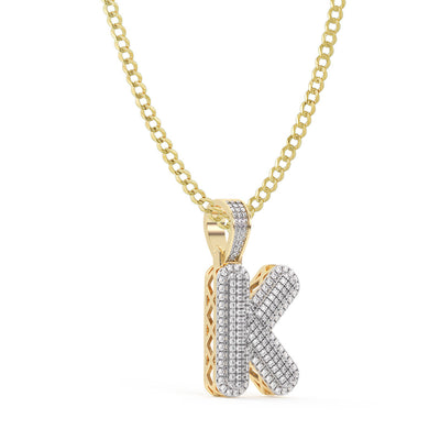 Picture of Women's Diamond "K" Initial Letter Necklace 0.40ct Solid 10K Yellow Gold