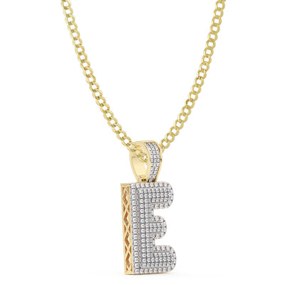 Picture of Women's Diamond "E" Initial Letter Necklace 0.35ct Solid 10K Yellow Gold