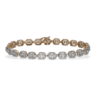 Picture of Baguette-Cut Diamond 4.65ctw Bracelet 10K Yellow White Gold