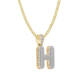 Picture of Diamond "H" Initial Letter Necklace 0.42ct Solid 10K Yellow Gold