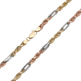 Picture of Milano Figaro Rope Chain Necklace 14K Tri-Color Gold