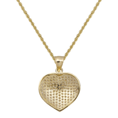 Picture of CZ Puffed Heart Pendant Necklace 10K Yellow Gold