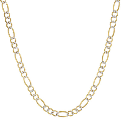 Picture of Pavé Figaro Link Chain Necklace 14K Yellow White Gold - Solid