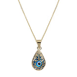 Picture of Filigree Evil Eye Pendant Necklace 14K Yellow Gold