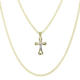 Picture of 1 1/4" Jesus Cross Crucifix Pendant & Chain Necklace Set 10K Yellow White Gold