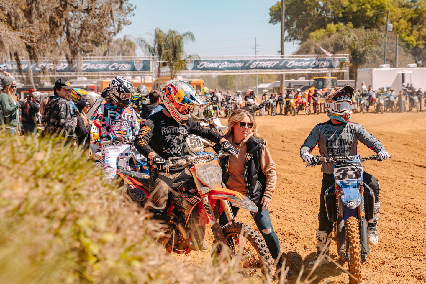 Garrett Marchbanks and Tyler Bereman ready for hand off during Moto Go Go Race at Red Bull Day in the Dirt