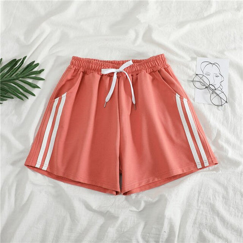 Women Shorts Summer Casual Solid Drawstring shorts high waist loose sh