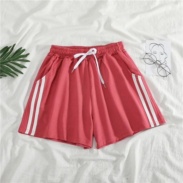 Women Shorts Summer Casual Solid Drawstring shorts high waist loose sh