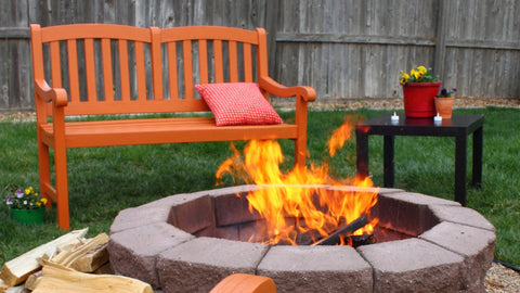 Outdoor Seating Design Inspiration: Rustic Bench by the Fire