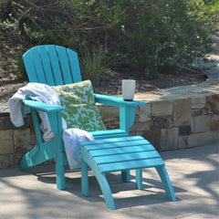 Aqua PolyTEAK Adirondack chair with matching ottoman