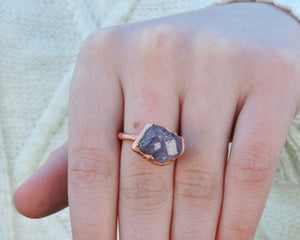 Amethyst Statement Ring, Raw Amethyst Jewelry, Amethyst Birthstone, Gemstone Statement Ring, Copper Statement Ring, February Birthday