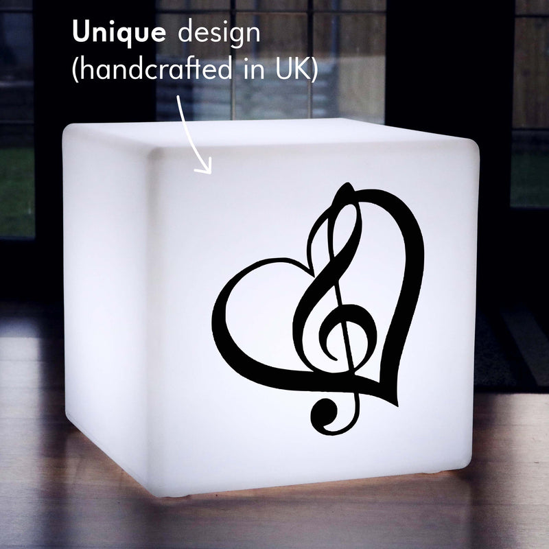 Original Handmade Light, Lounge Multicolour Wireless LED Stool Seat for Event, Cube , Treble Clef Music Light
