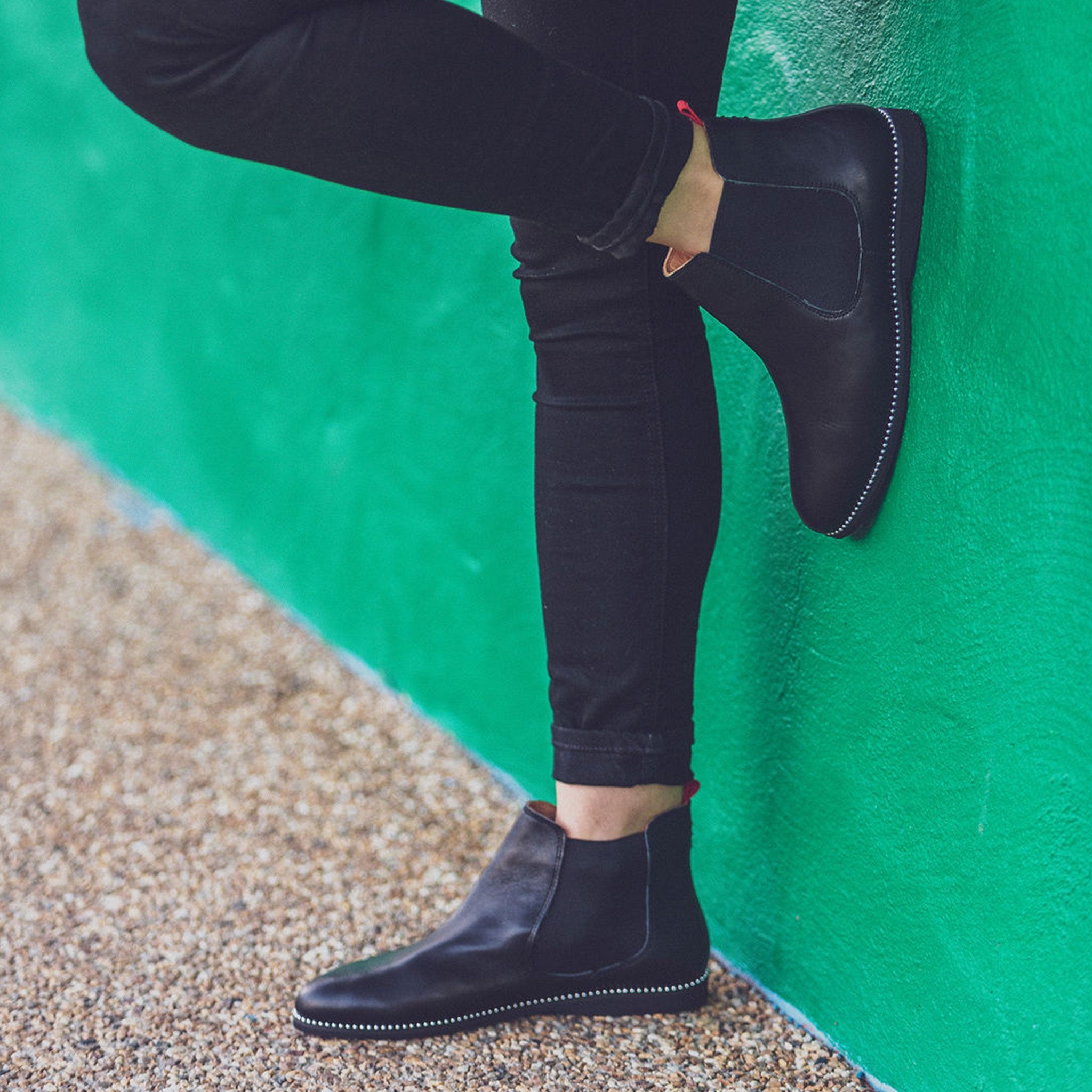 all black studded boots