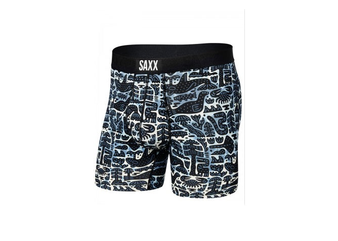 Saxx Vibe Super Soft Boxer Brief Men's Underwear, Blue Pop Jungle, Medium
