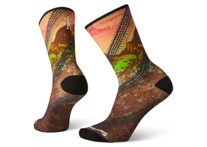 Women's Cycle Zero Cushion Mountain Print Crew Socks