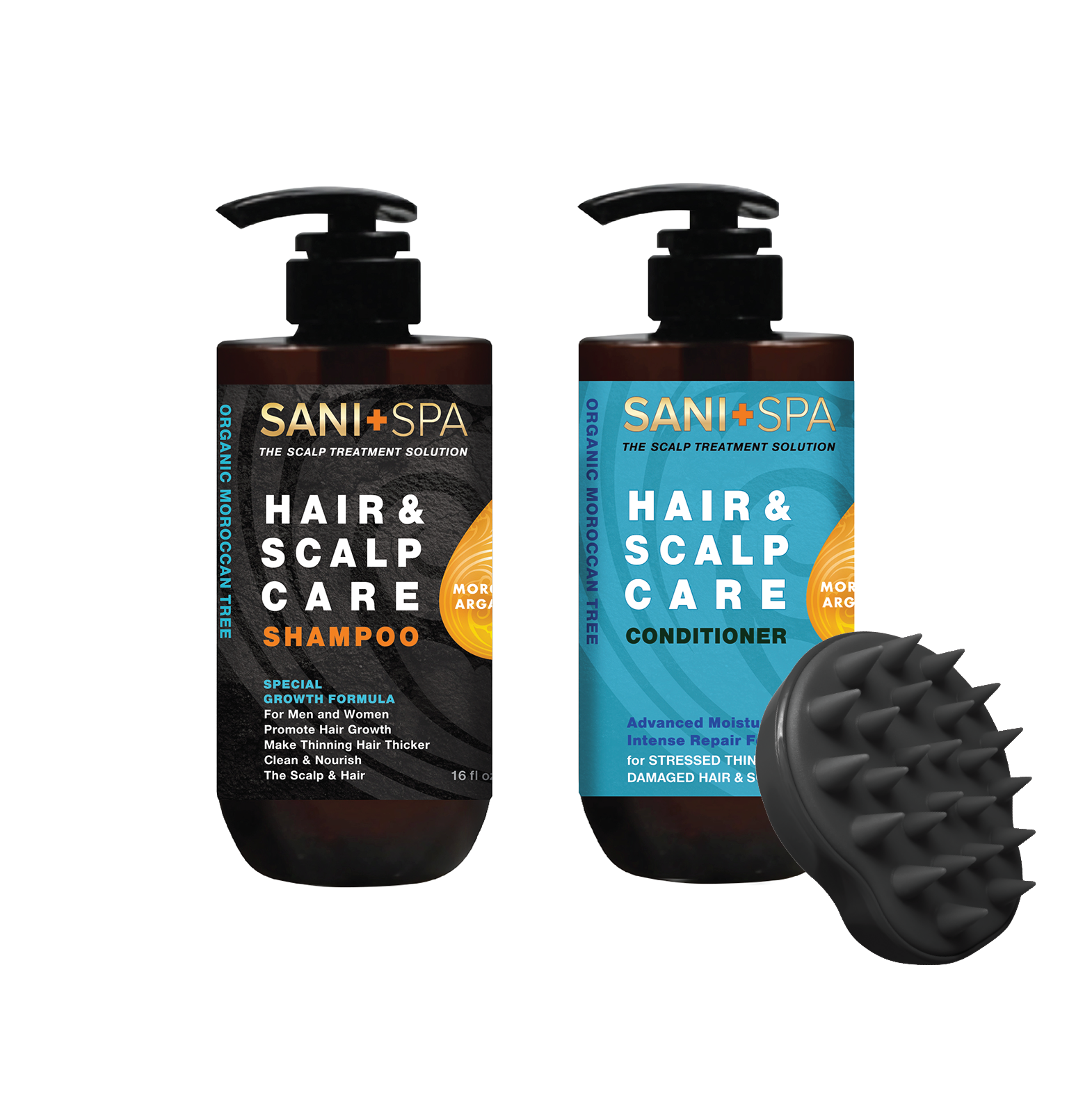 Moroccan Argan Oil Shampoo & Conditioner Set + Shampoo Massage - SANI+SPA | DESIGN | NYC