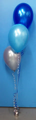 3 Metallic Balloon Arrangement - Staggered - Blue & Silver
