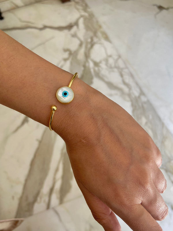 Evil Eye Bracelet, Round Evil Eye Bangle Bracelet, White Evil Eye, Evil Eye  Jewelry, Gold Evil Eye Bracelet, Cuff Bracelet, Elegant Bracelet - Etsy