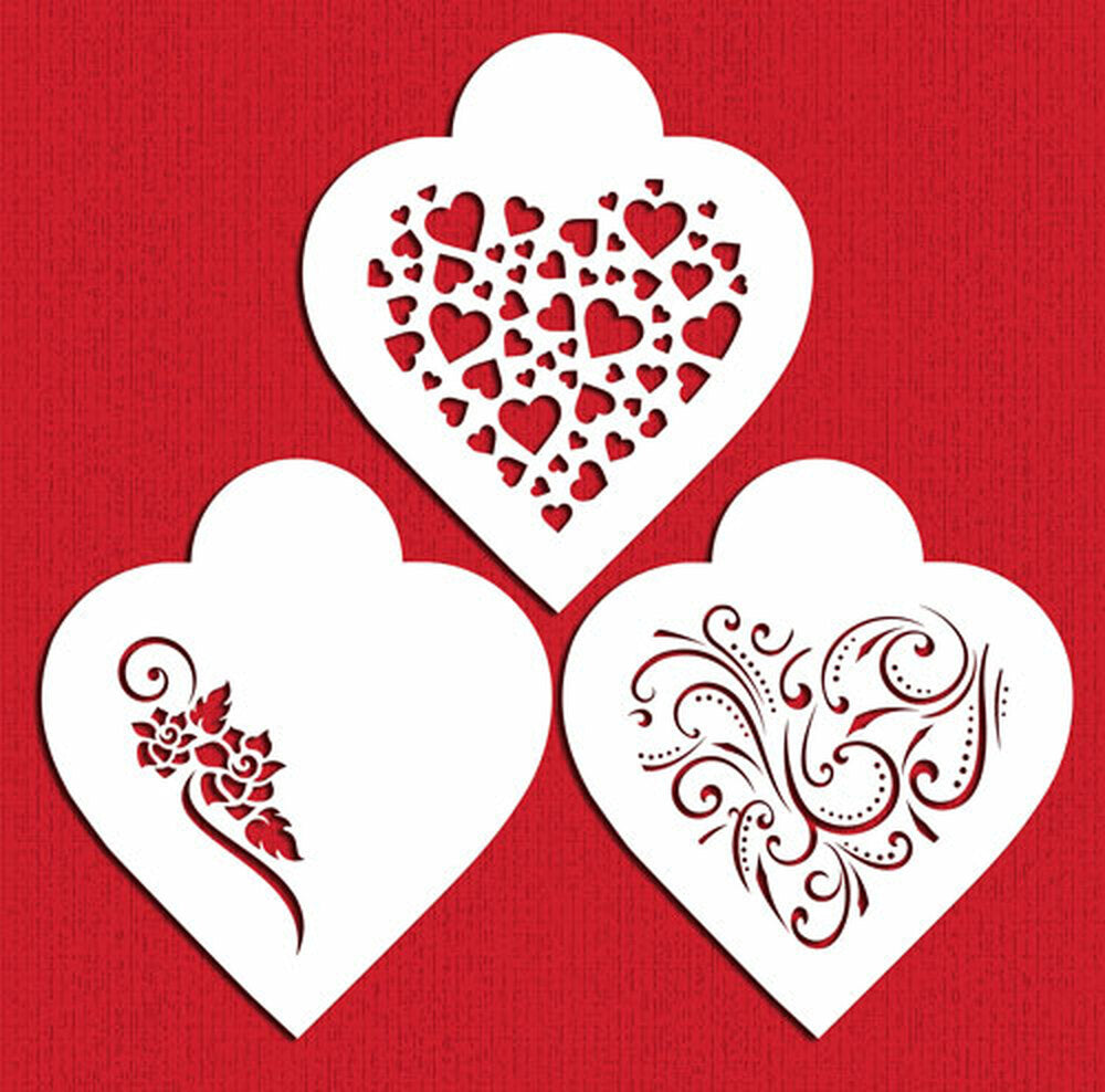  Designer Stencils Love, Be Mine, Forever Hearts Cookie Stencil  Set: Home & Kitchen