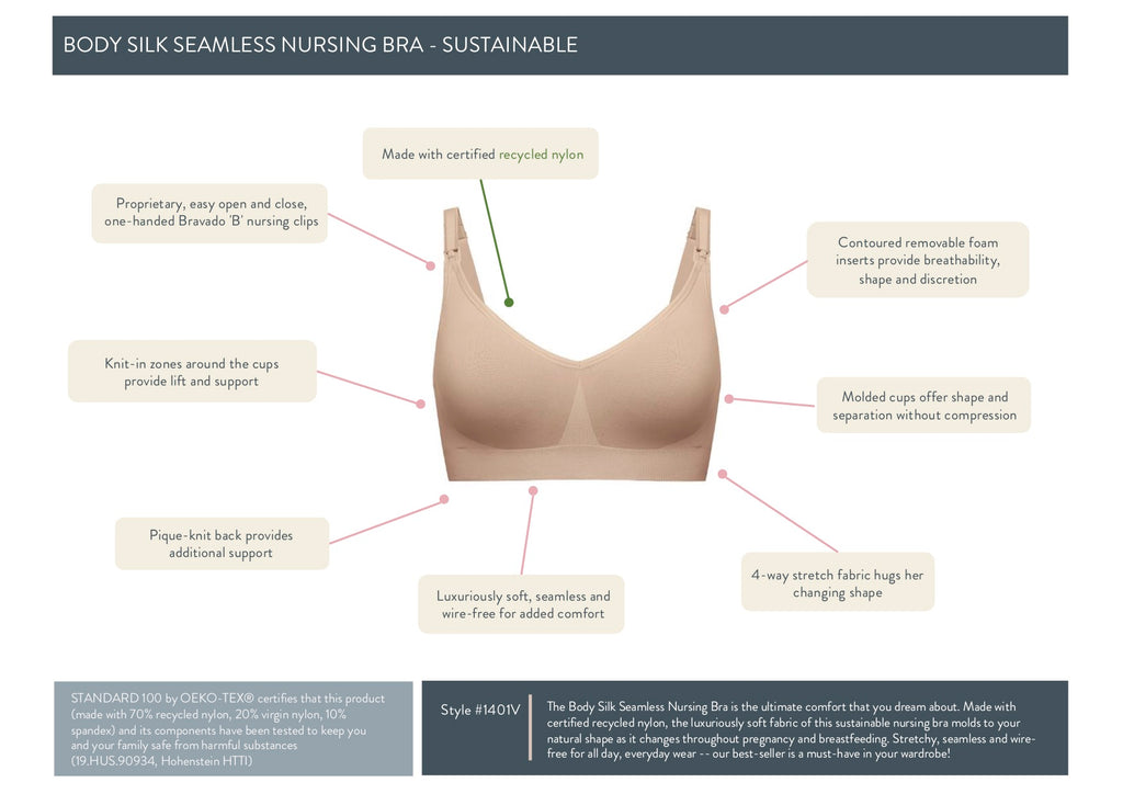 Bravado Designs Body Silk Seamless Nursing Bra with Sustainable Fabrics in  Dusted Peony