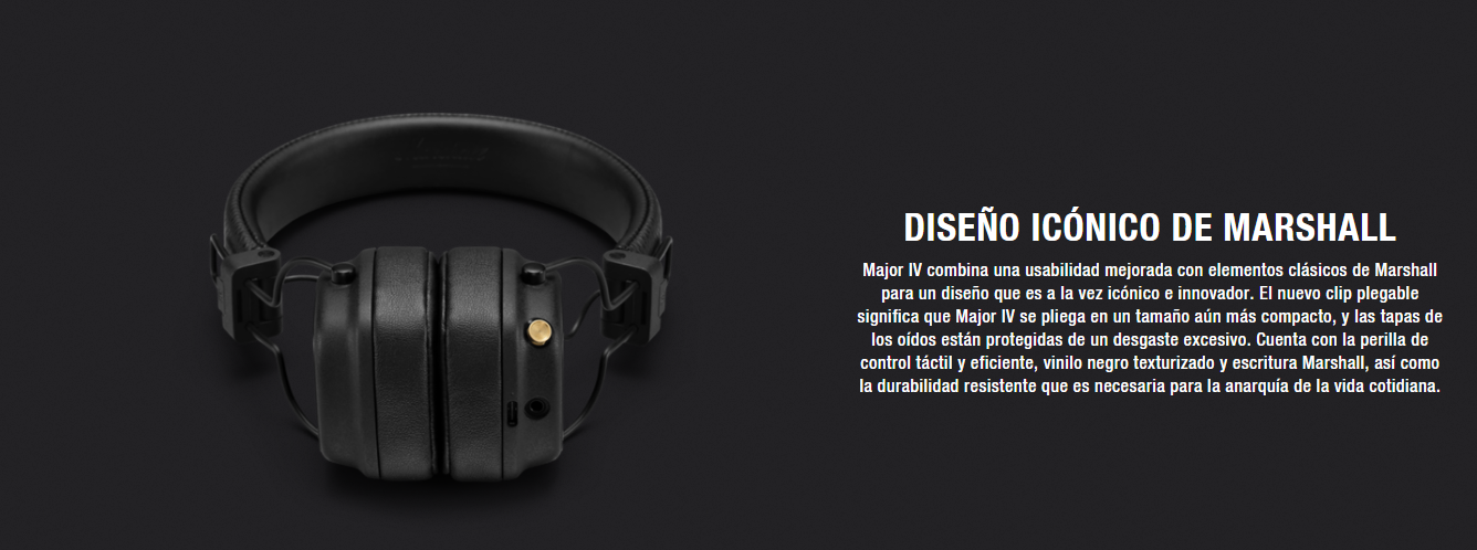 Marshall Major IV - Auriculares Bluetooth - 80 horas batería - Negro