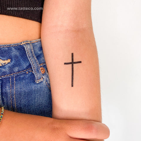 Minimalist Christian Tattoos: Large minimal cross tattoo