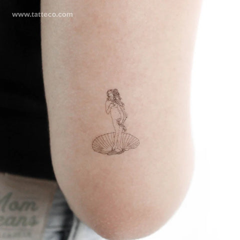 Aphrodite Tattoo: Botticelli's venus fine line tattoo on the arm