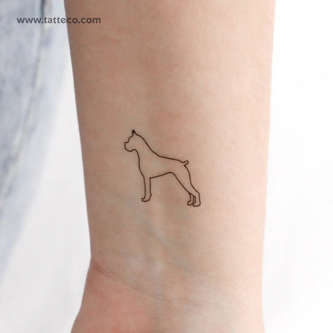 Dog Tattoos: Fine-line Boxer dog tattoo